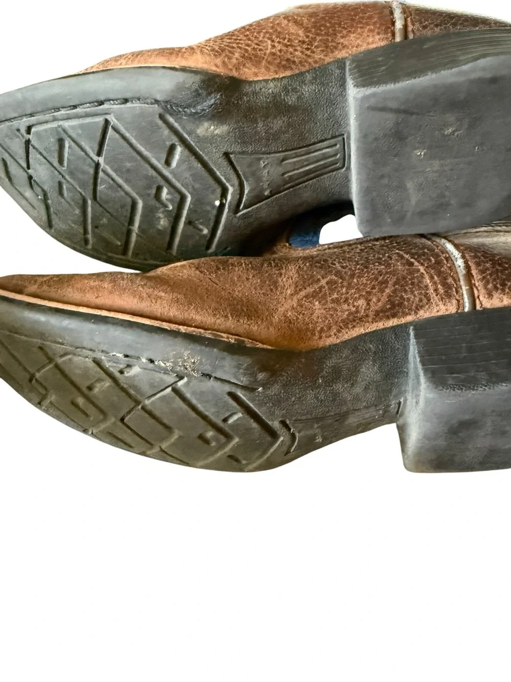 Ariat Brown Leather Foot with Blue Embroidered Shaft Cowboy Boots